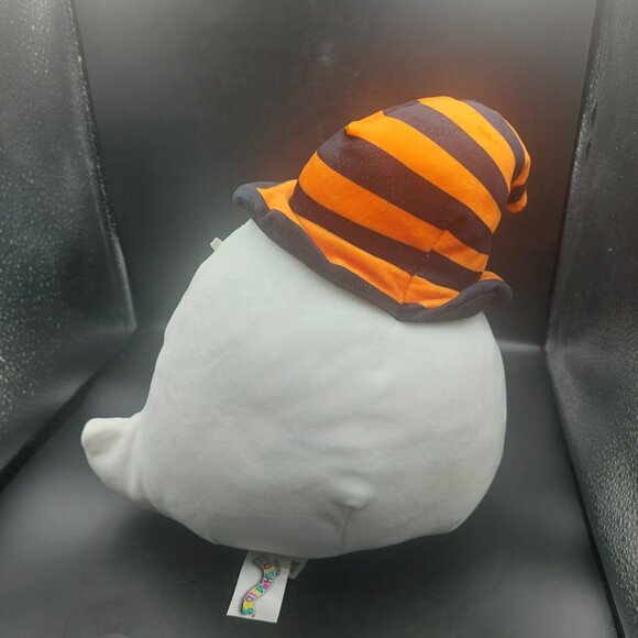 Halloween BOO! Squishmallow Ghost w/Black & Orange Witch Hat 10" Plush Doll - Picture 4 of 10